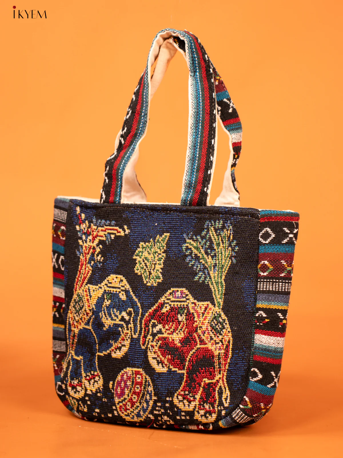 Cotton Zipper Closure tote bag - Elephant Small - Image 2