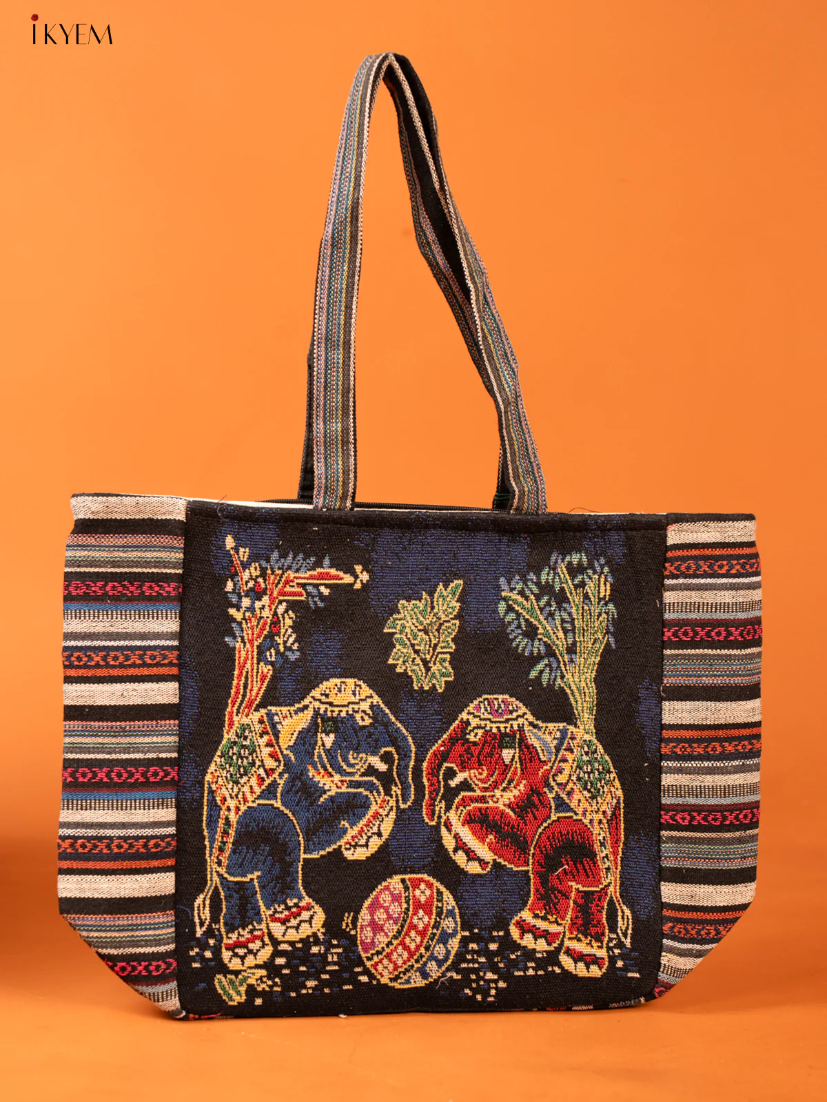 Cotton Zipper Closure tote bag - Elephant Big