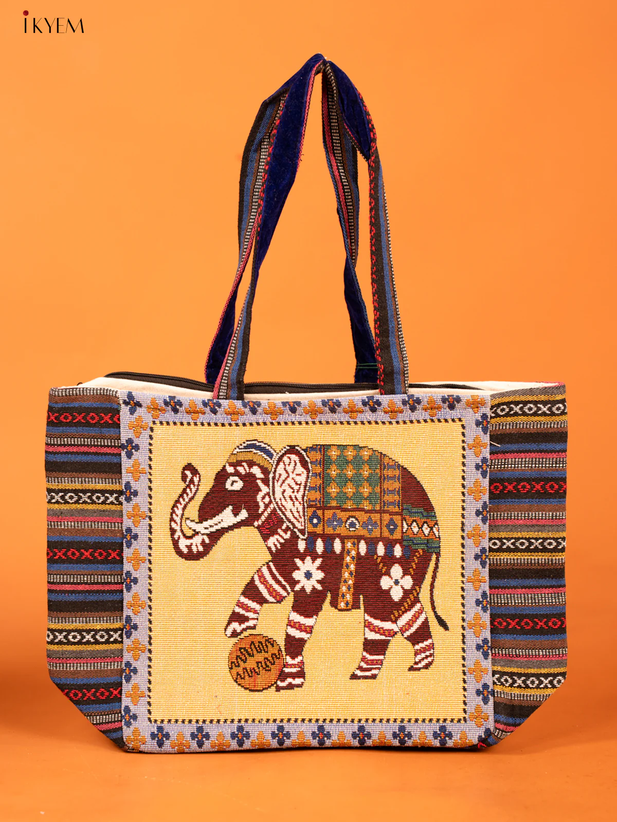 Cotton Zipper Closure tote bag - Elephant Big