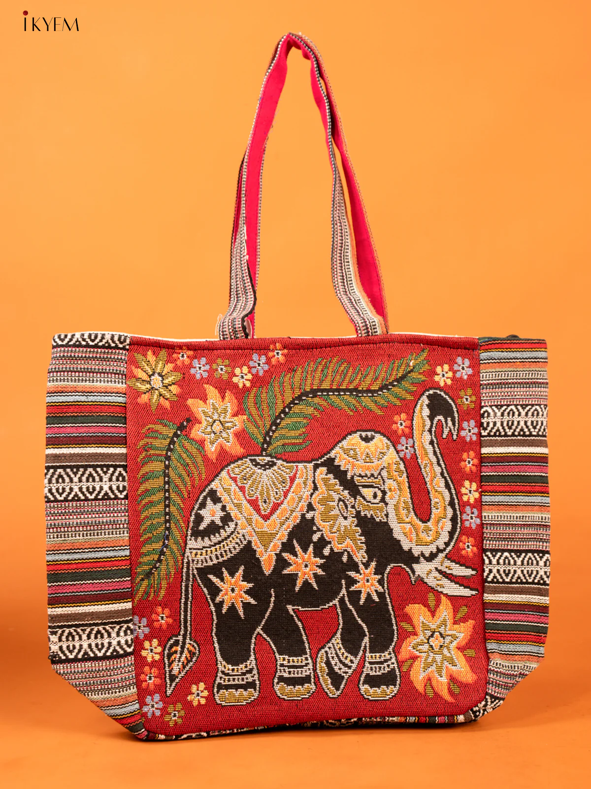 Cotton Zipper Closure tote bag - Elephant Big