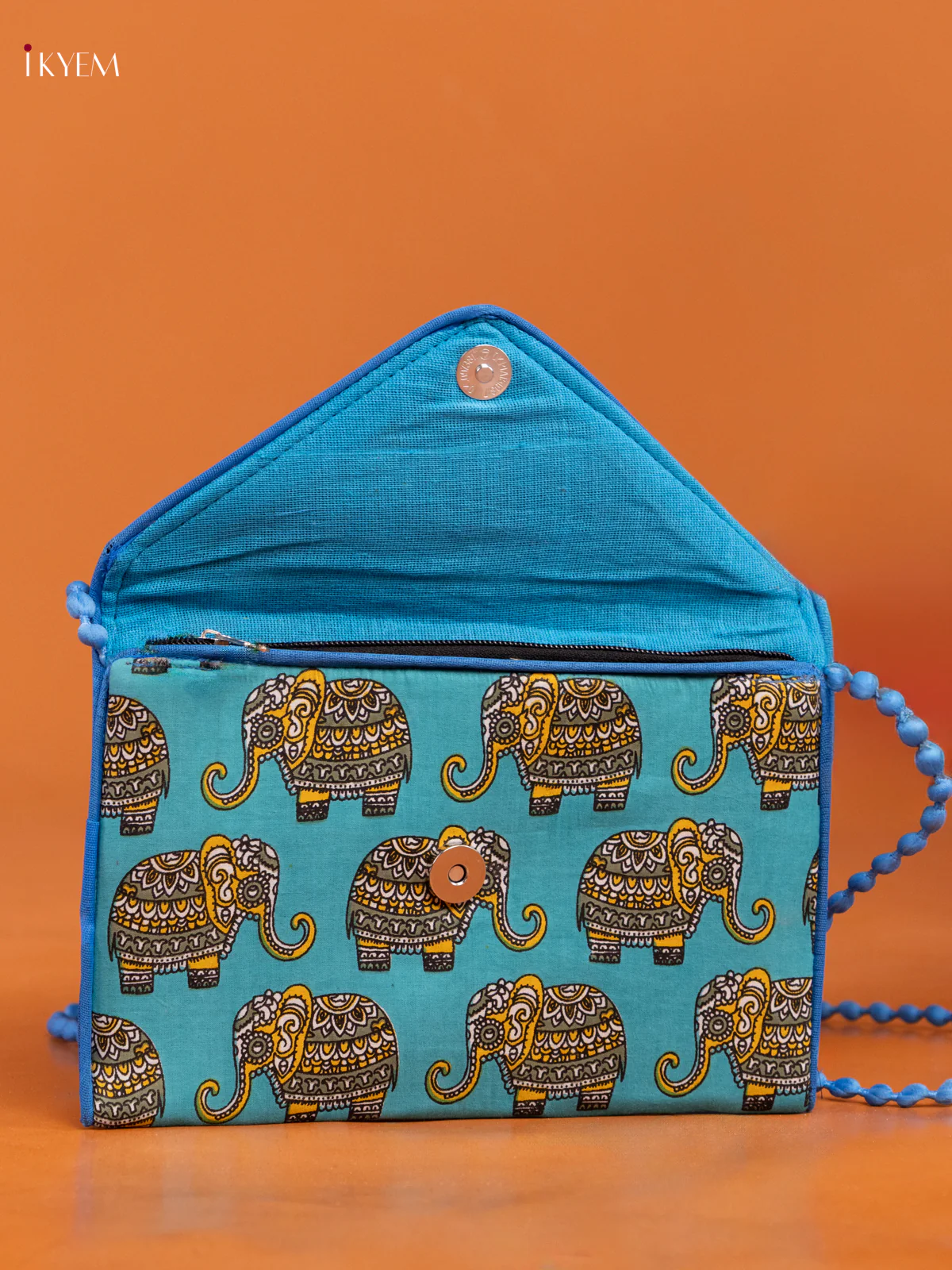 Cotton Elephant Printed Sling Bag - Blue - KD26254 - Image 3