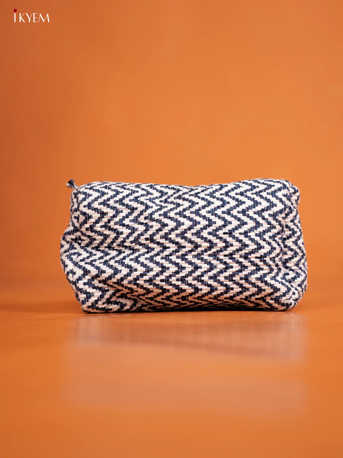 Cotton printed Pouch - Set of 3 - white with Navy Blue - KD26304 - Image 2