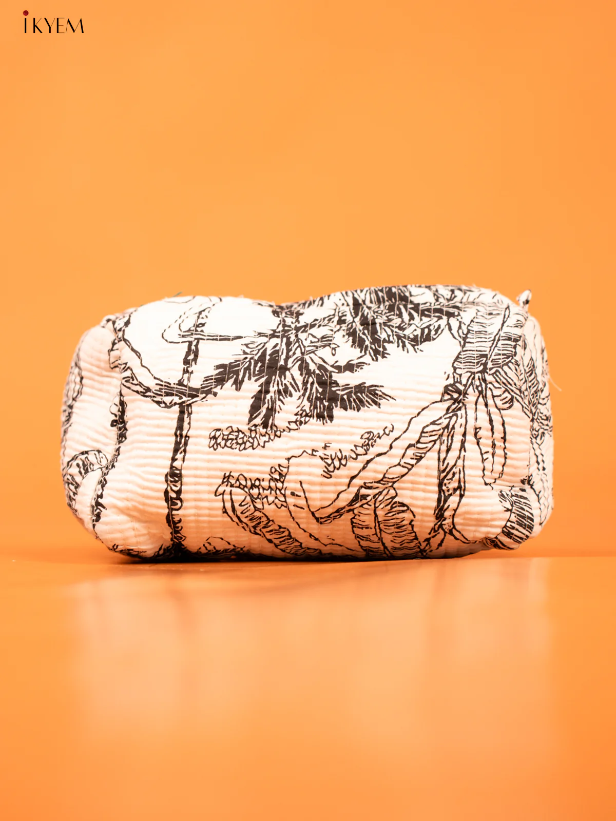 Cotton printed Pouch - Set of 3 - White with Black - KD26312 - Image 4