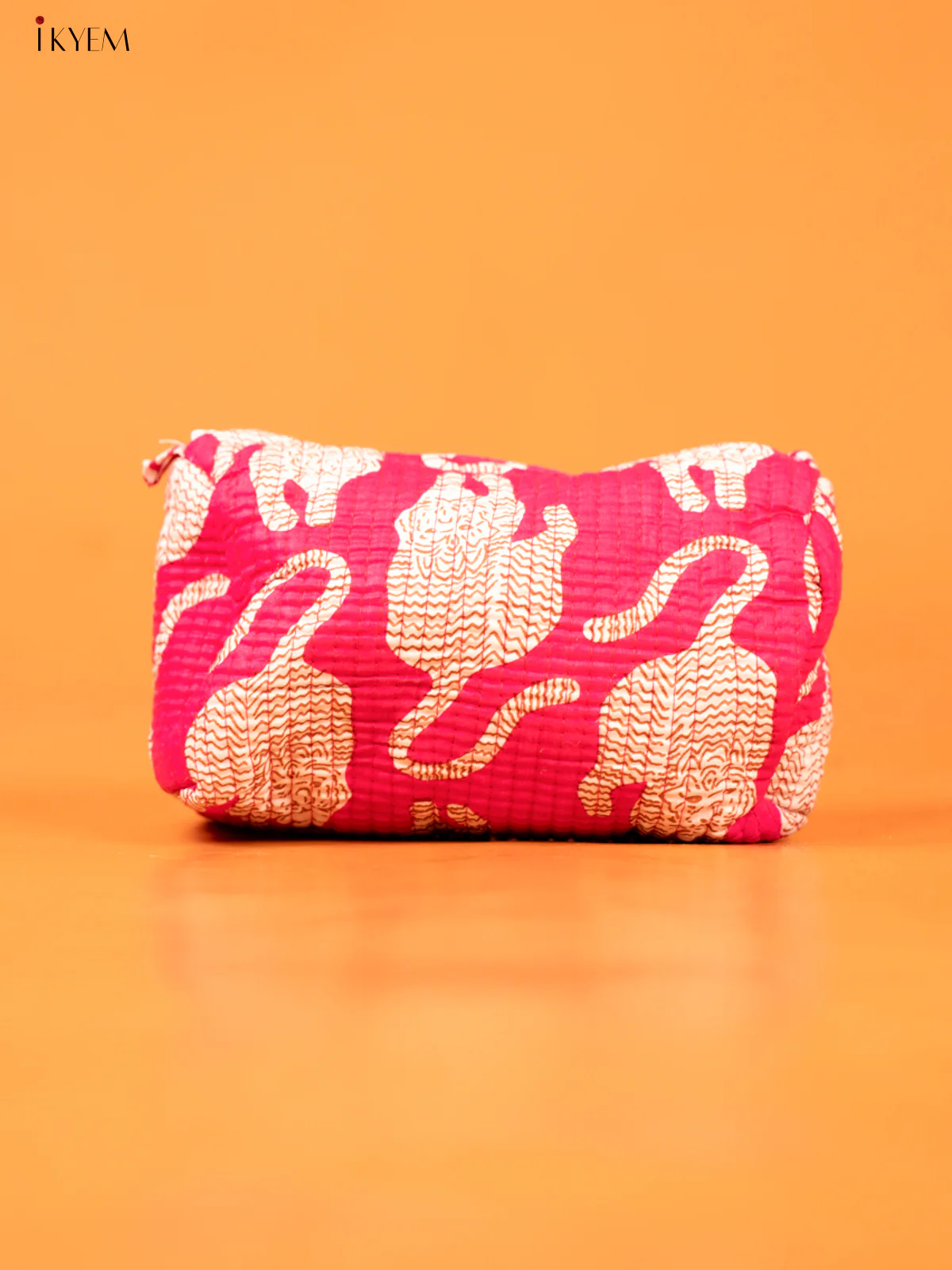 Cotton printed Pouch - Set of 3 - Pink with White - KD26313 - Image 3