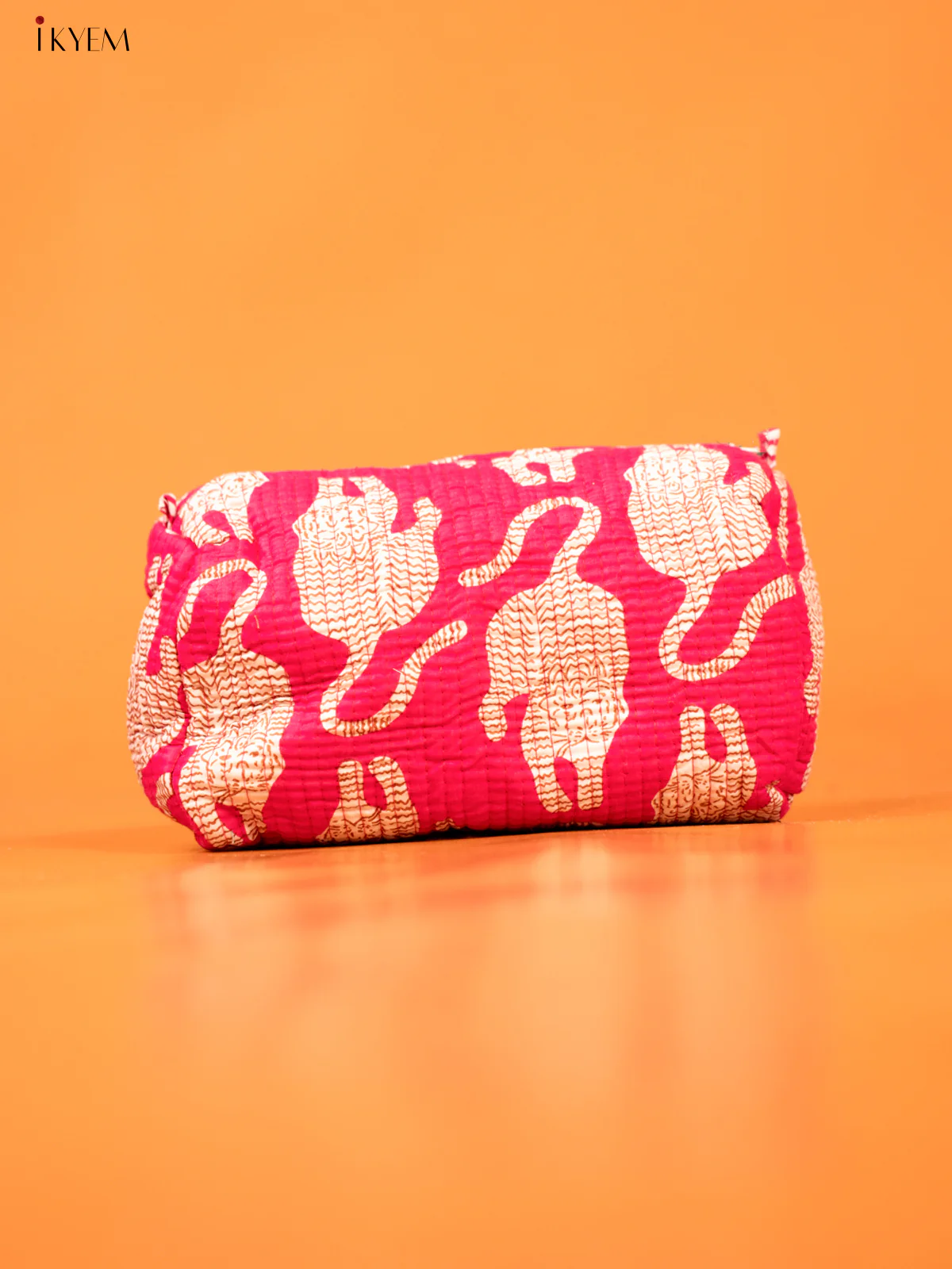 Cotton printed Pouch - Set of 3 - Pink with White - KD26313 - Image 4