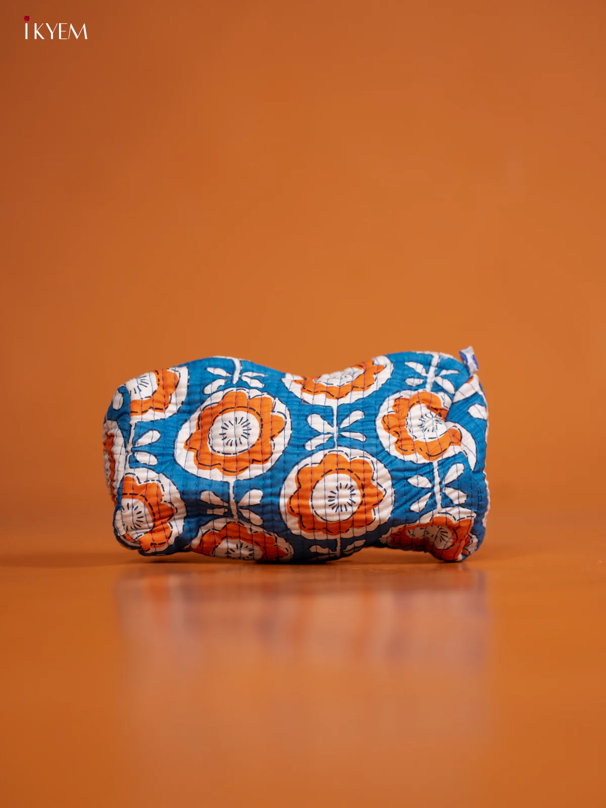 Cotton printed Pouch - Set of 3 - Blue with Orange - KD26336 - Image 4