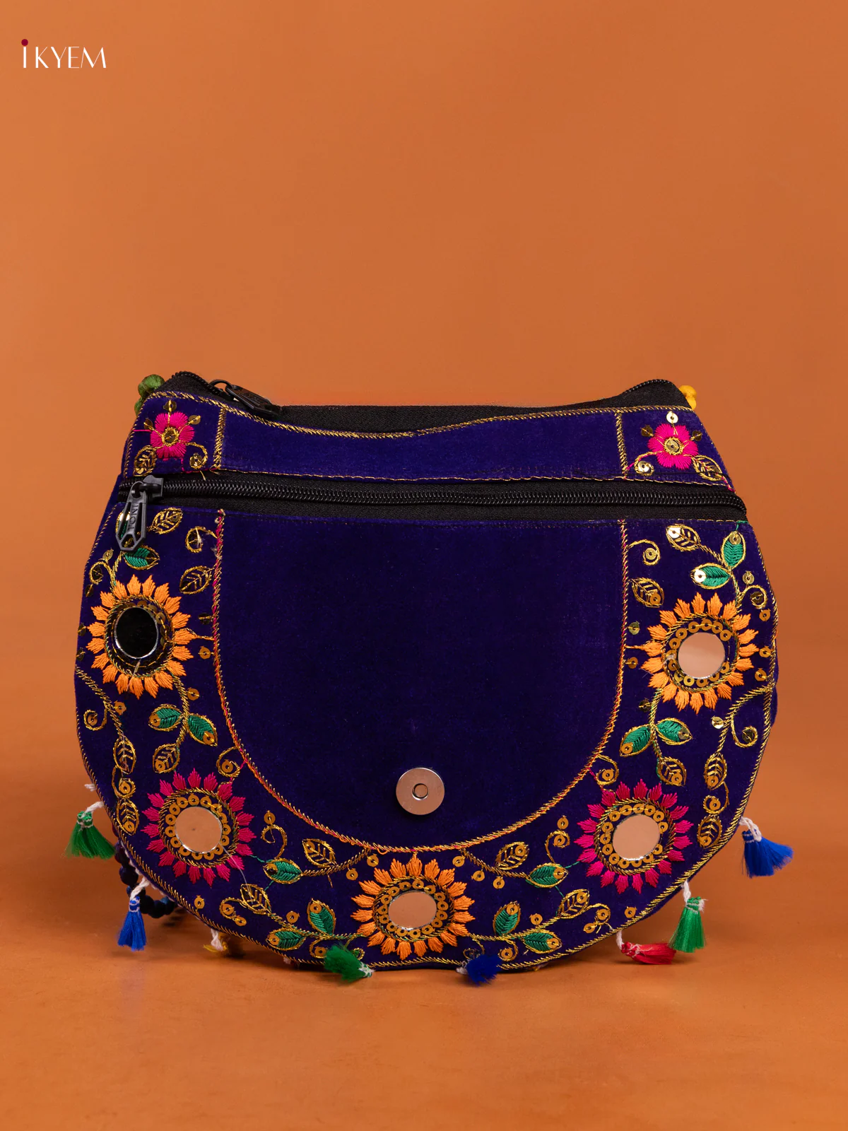 Embroidery Rajasthani Ethnic Peacock Design Sling Bag - Blue - KD26418 - Image 3