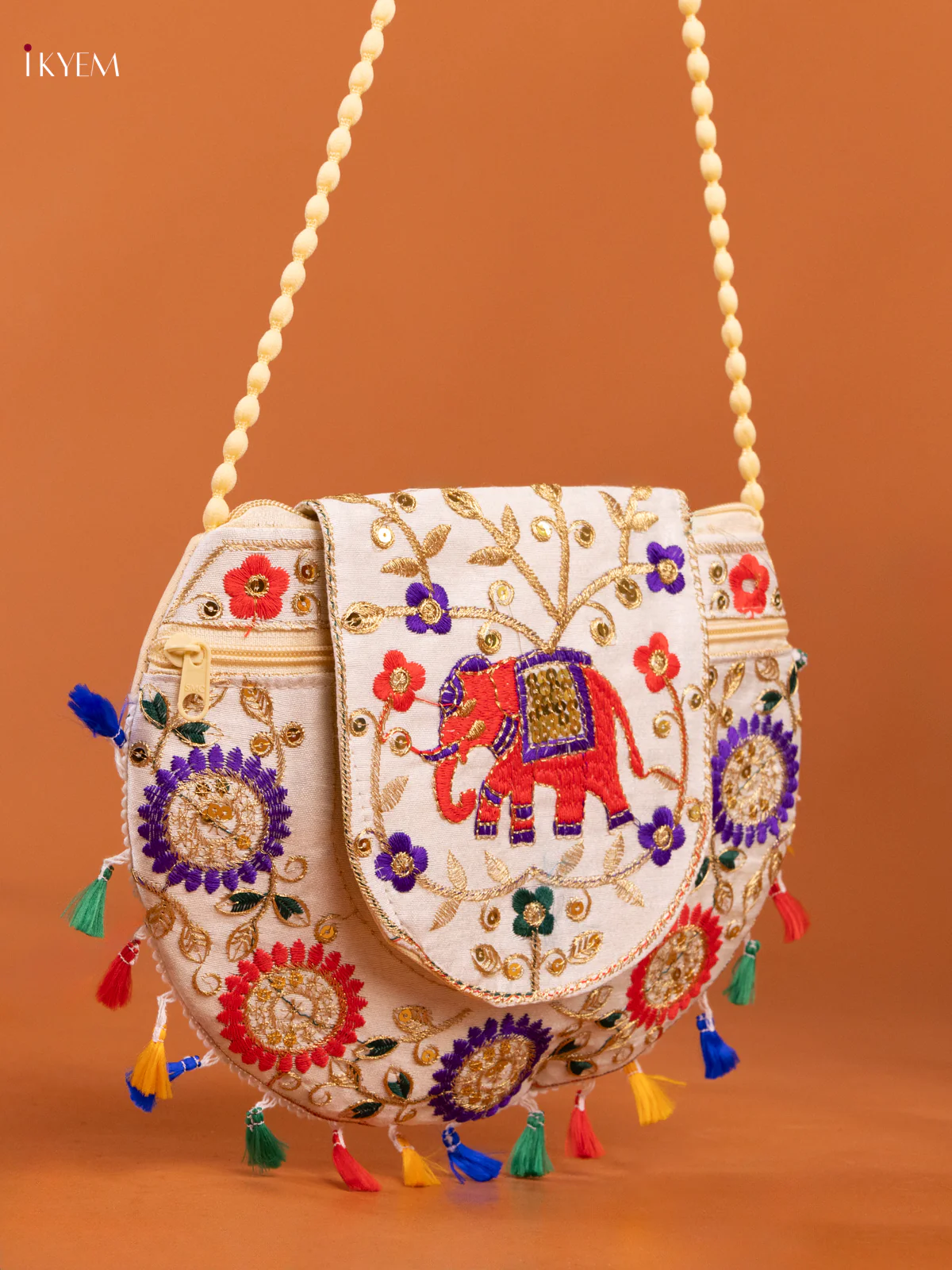Embroidery Rajasthani Ethnic Elephant Design Sling Bag - Multicolour - KD26427 - Image 2