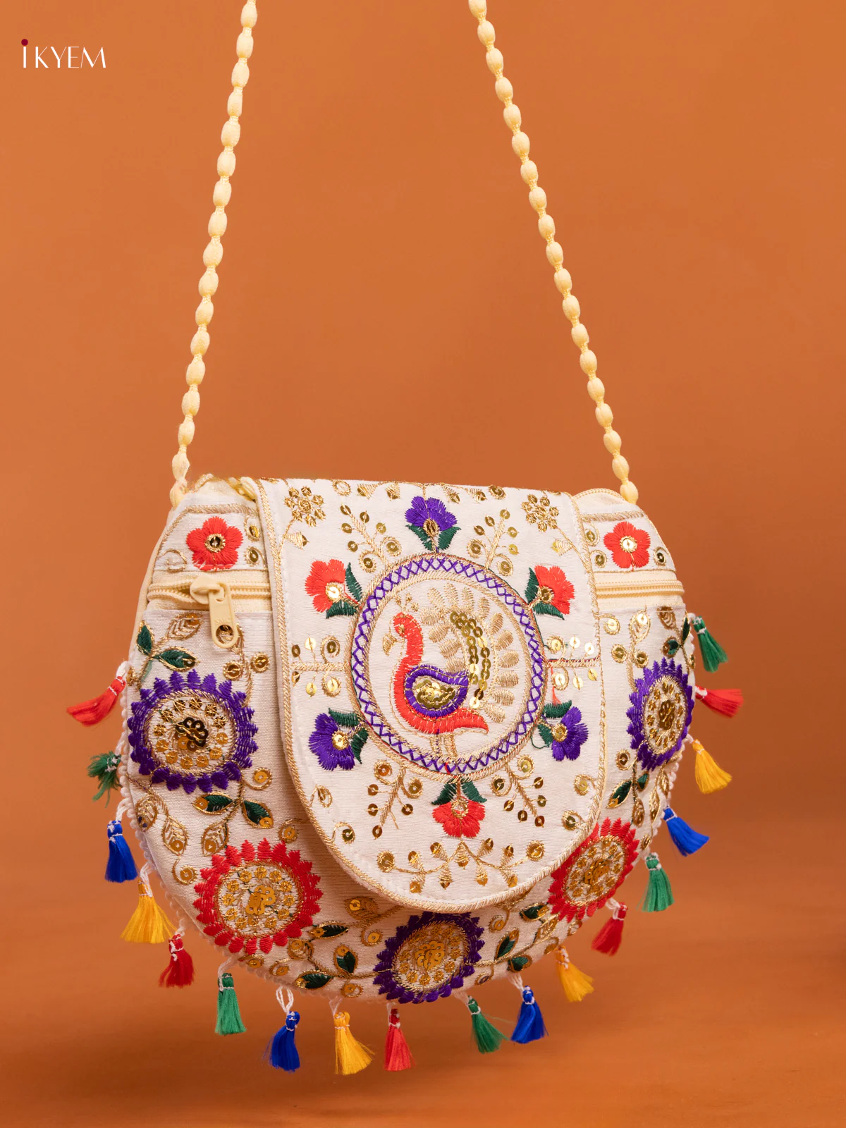 Multi Color Embrodery Sling Bag -Peacock - Image 3