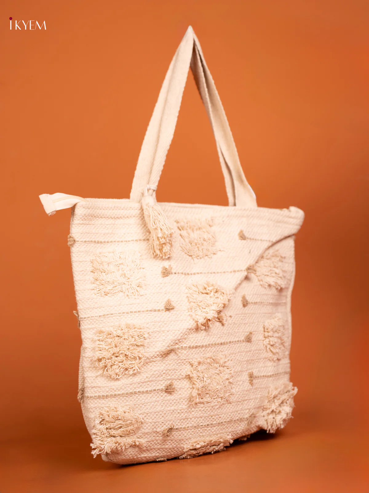 Jaquard Tote Bag - White - KD26476 - Image 2