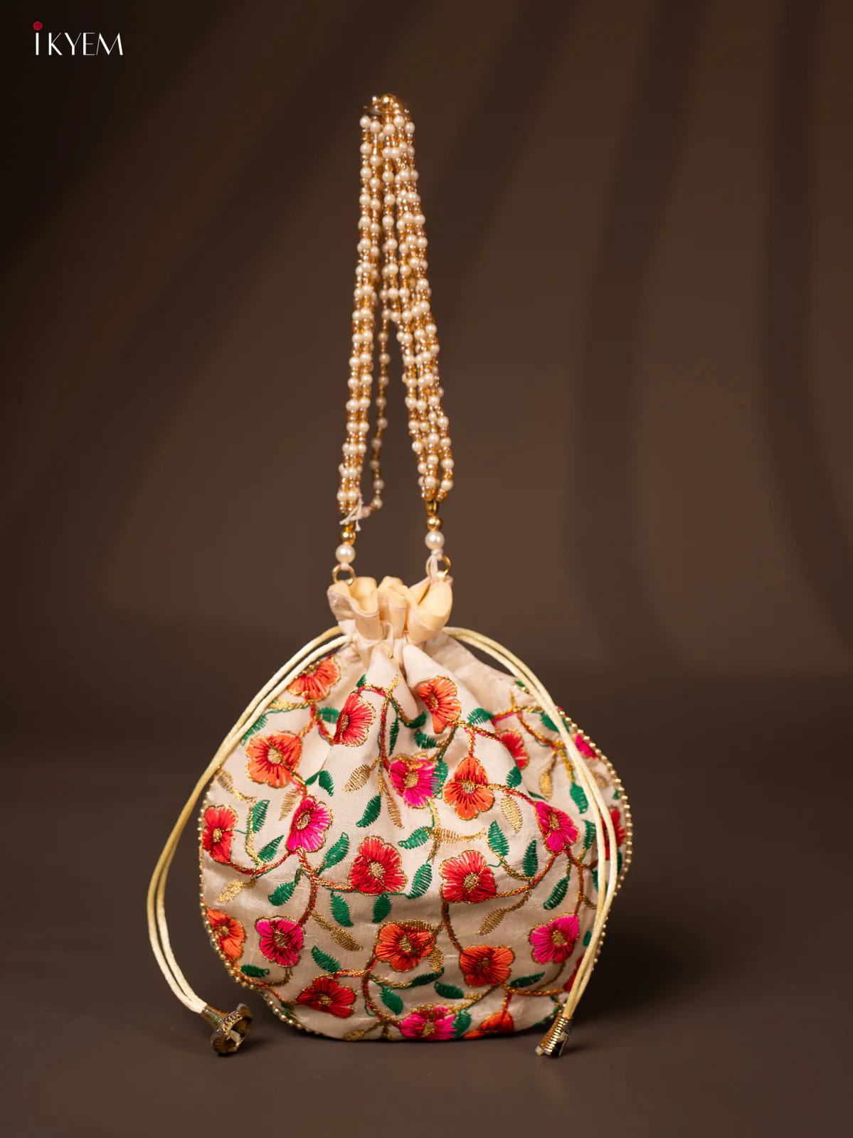 Embroidered Floral Design Potli Bag Multicolour - KD26483