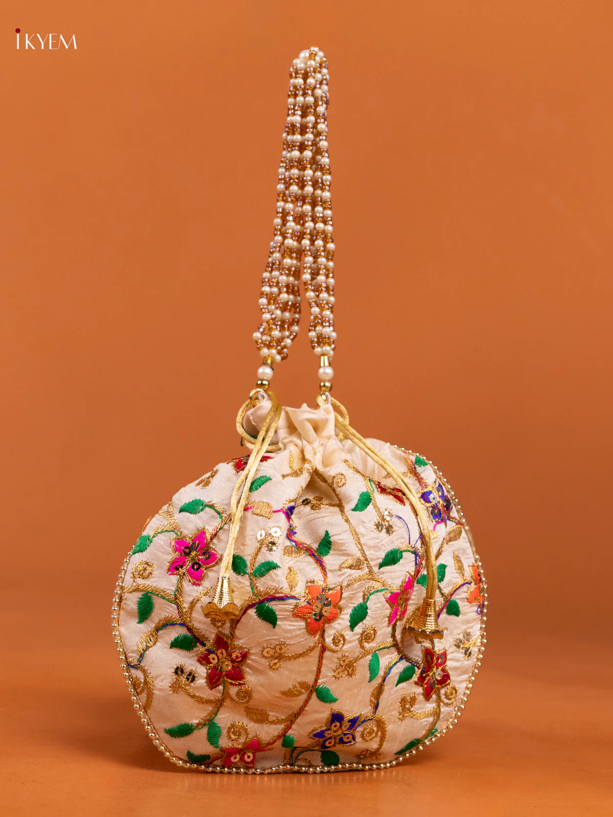 Embroidered Floral Design Potli Bag - Multicolor - KD26490