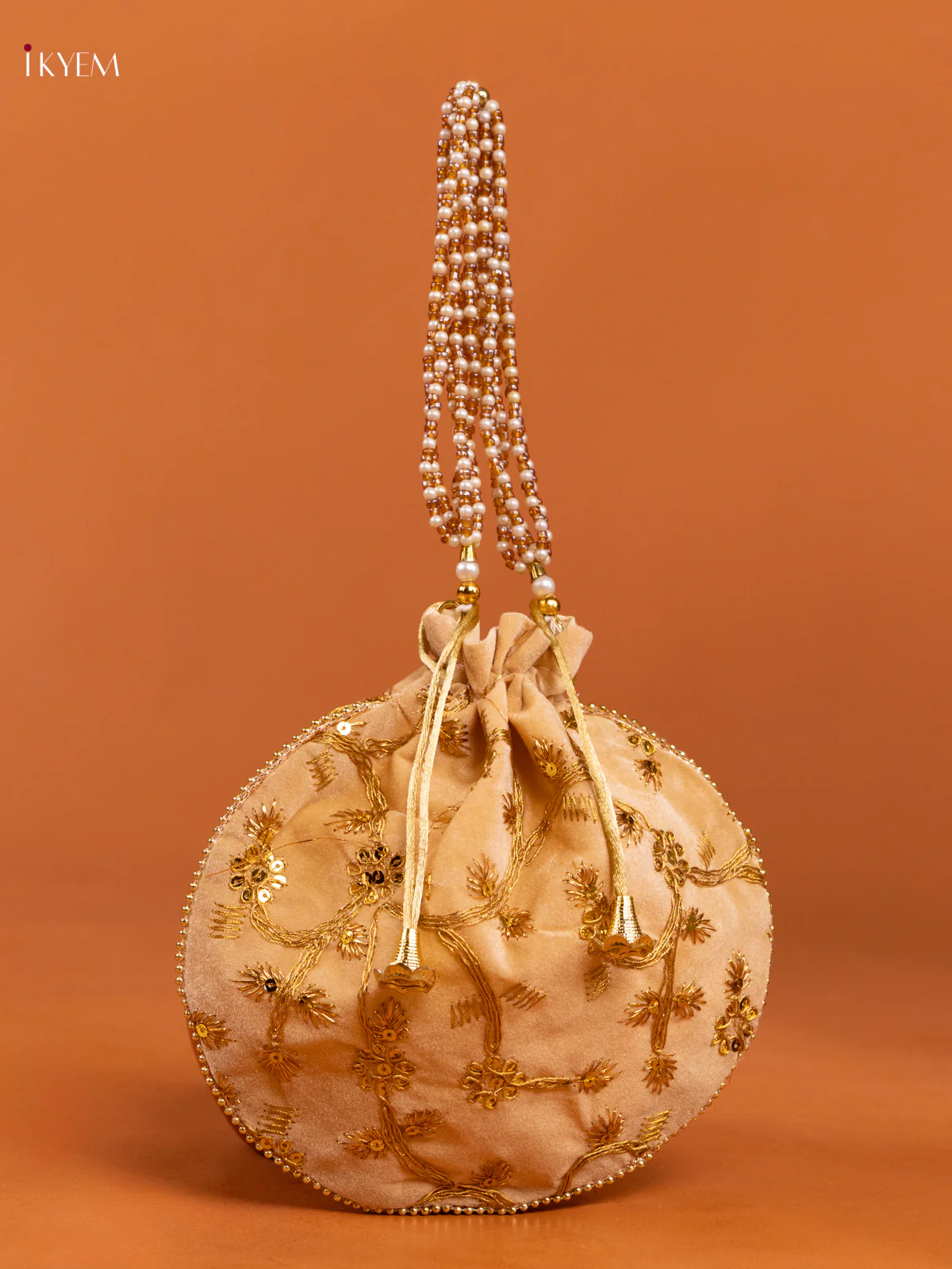 Floral Design gold zari work Potli Bag   Sandal -  KD26494