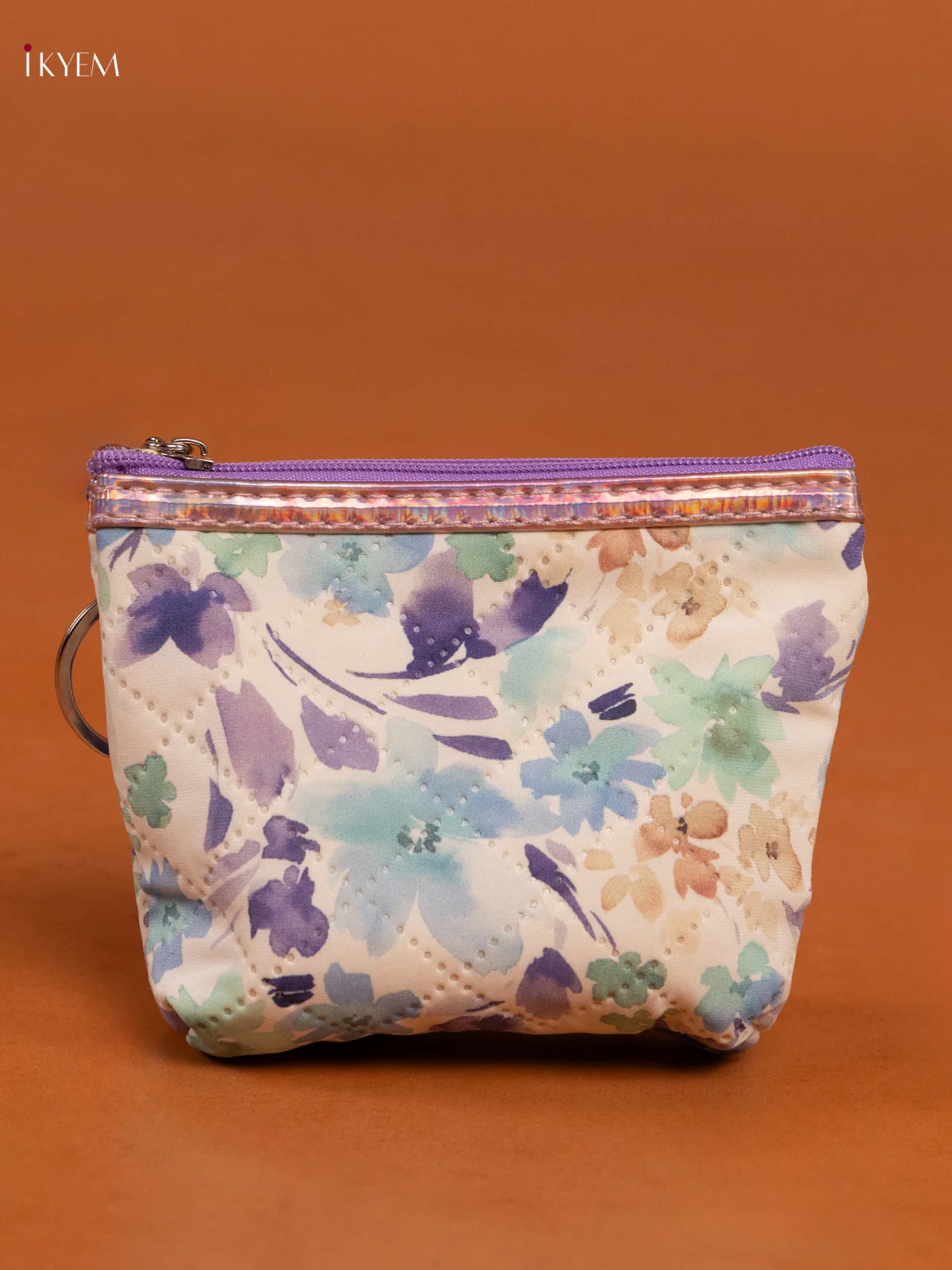 Floral Printed Small Coin Pouch with 1 Compartments - Purple - KD26560