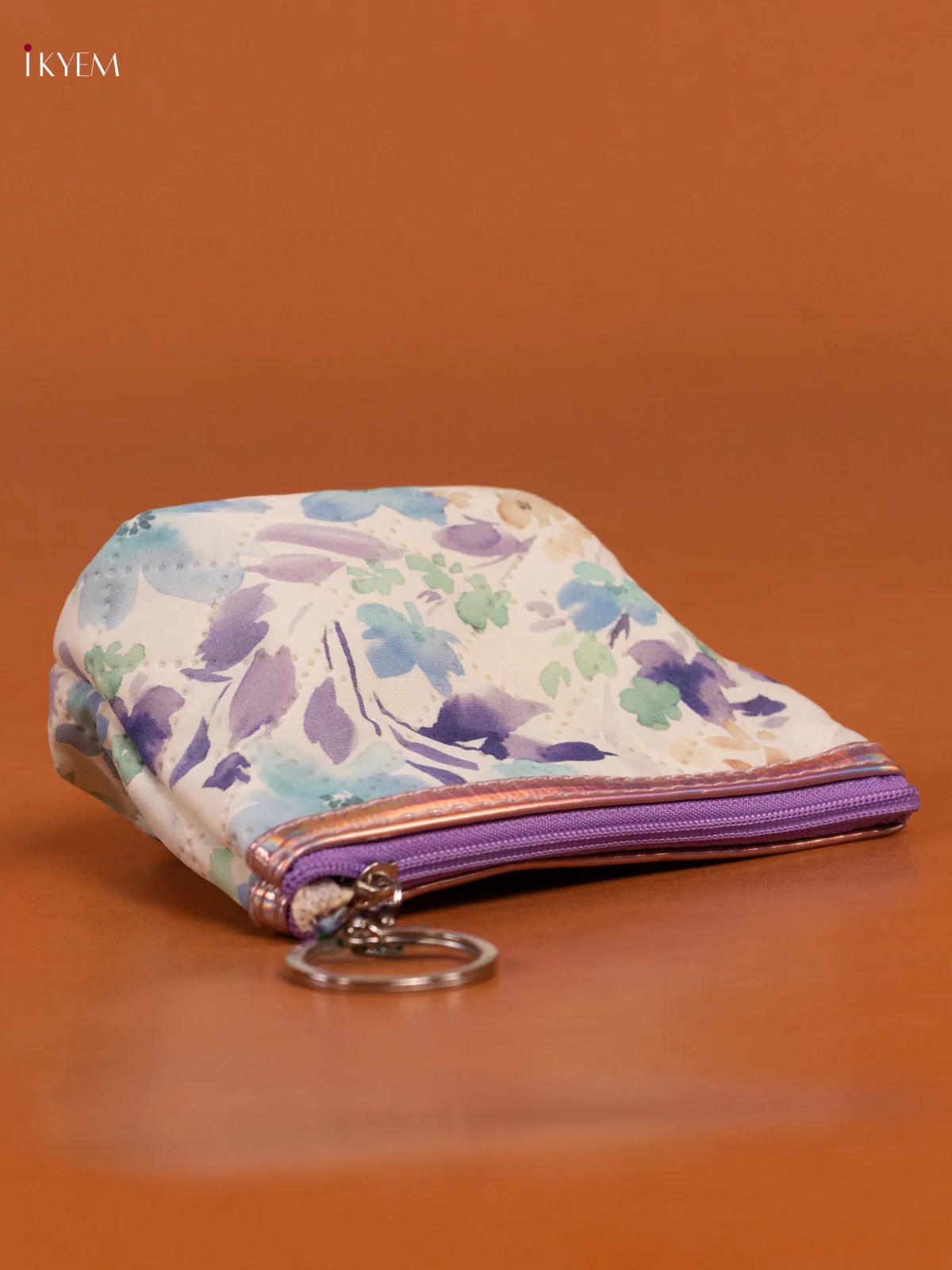 Floral Printed Small Coin Pouch with 1 Compartments - Purple - KD26560 - Image 3