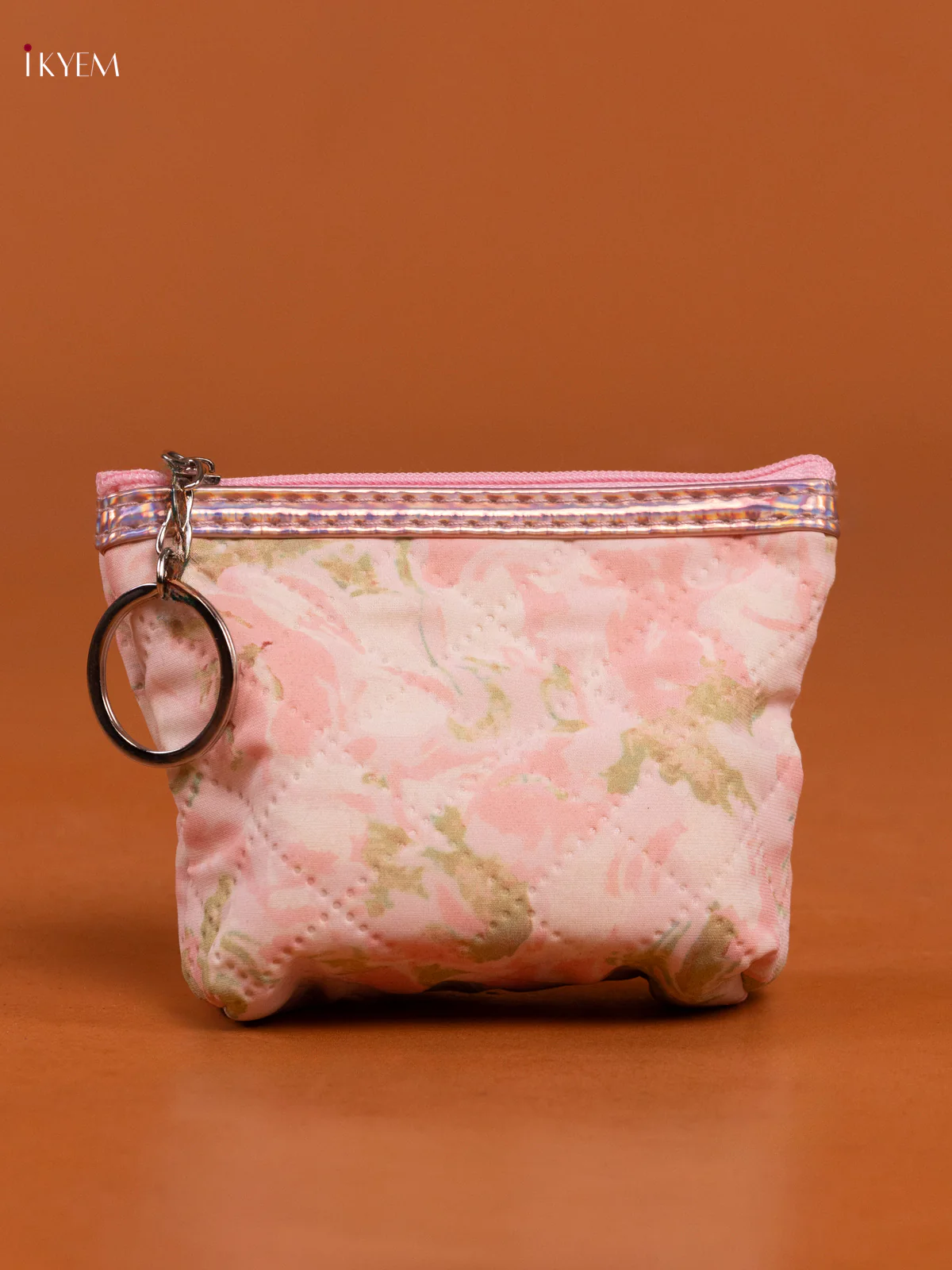 Floral Printed Small Coin Pouch with 1 Compartments - Pink - KD26562