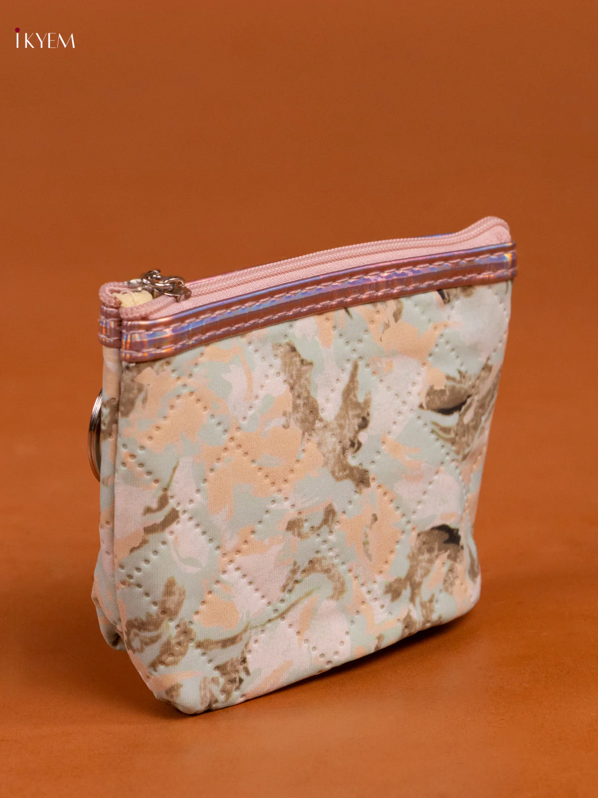 Floral Printed Small Coin Pouch with 1 Compartments - Green - KD26564 - Image 2