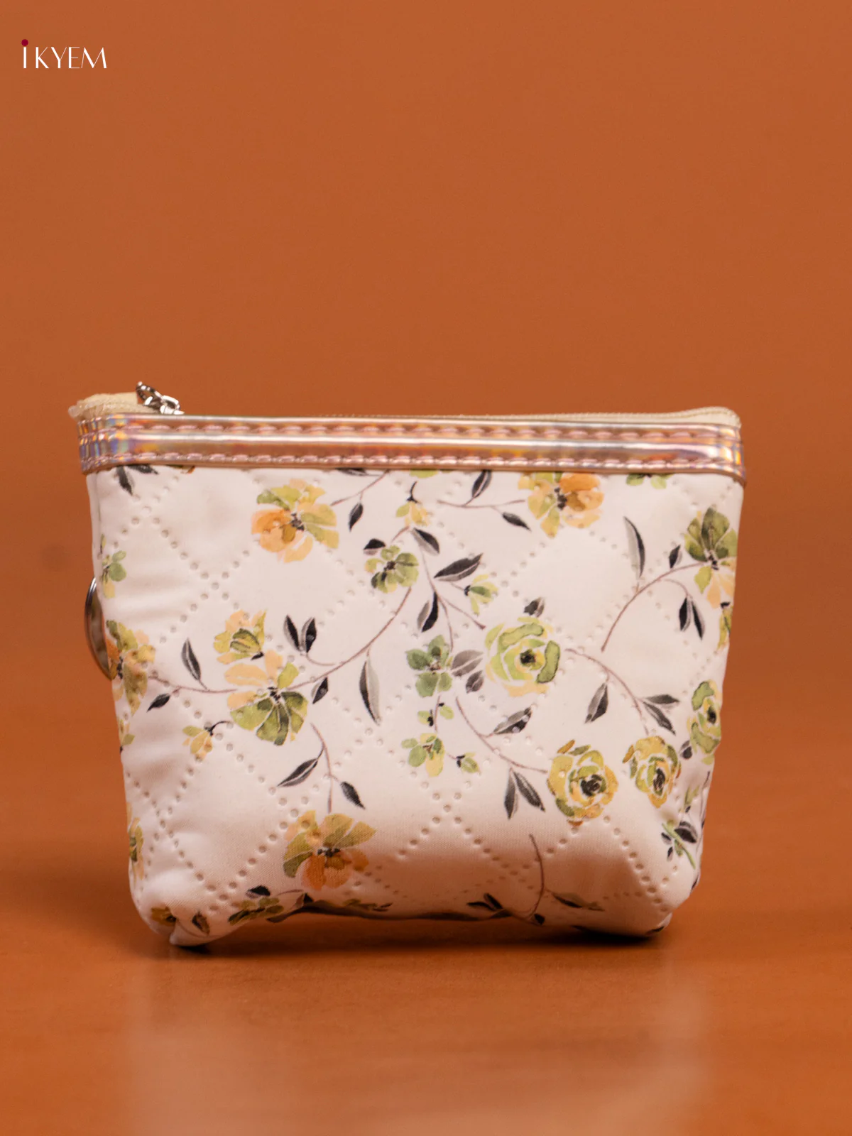 Floral Printed Small Coin Pouch with 1 Compartments - White - KD26565 - Image 2