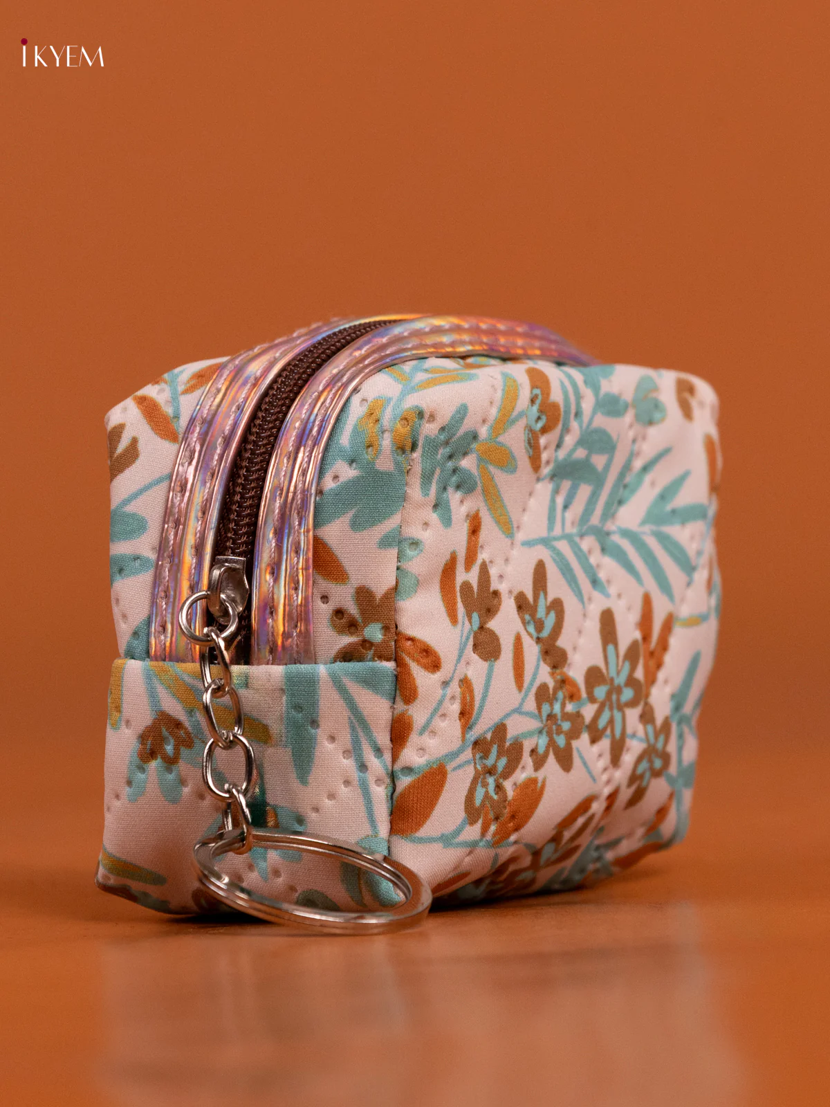 Floral Printed Small Coin Pouch with 1 Compartment - Brown - KD26569 - Image 2