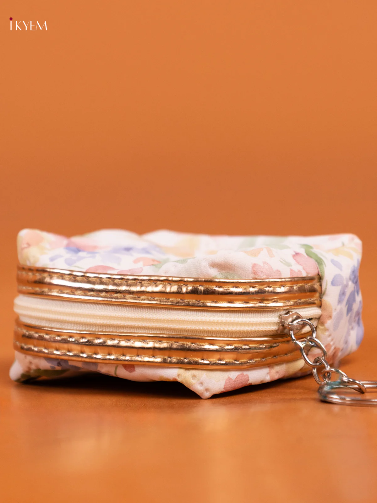 Floral Printed Small Coin Pouch with 2 Compartments - cream - KD26571 - Image 3