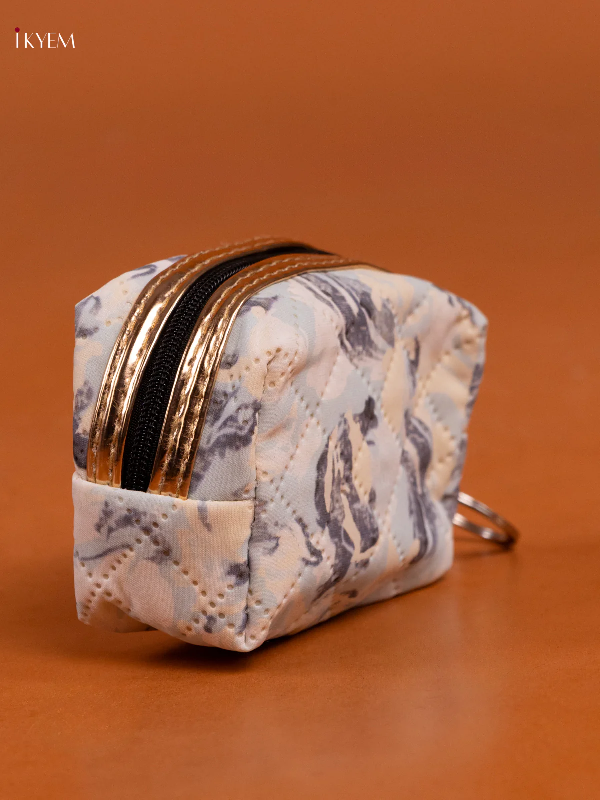 Floral Printed Small Coin Pouch with 1 Compartments - Grey - KD26573 - Image 2