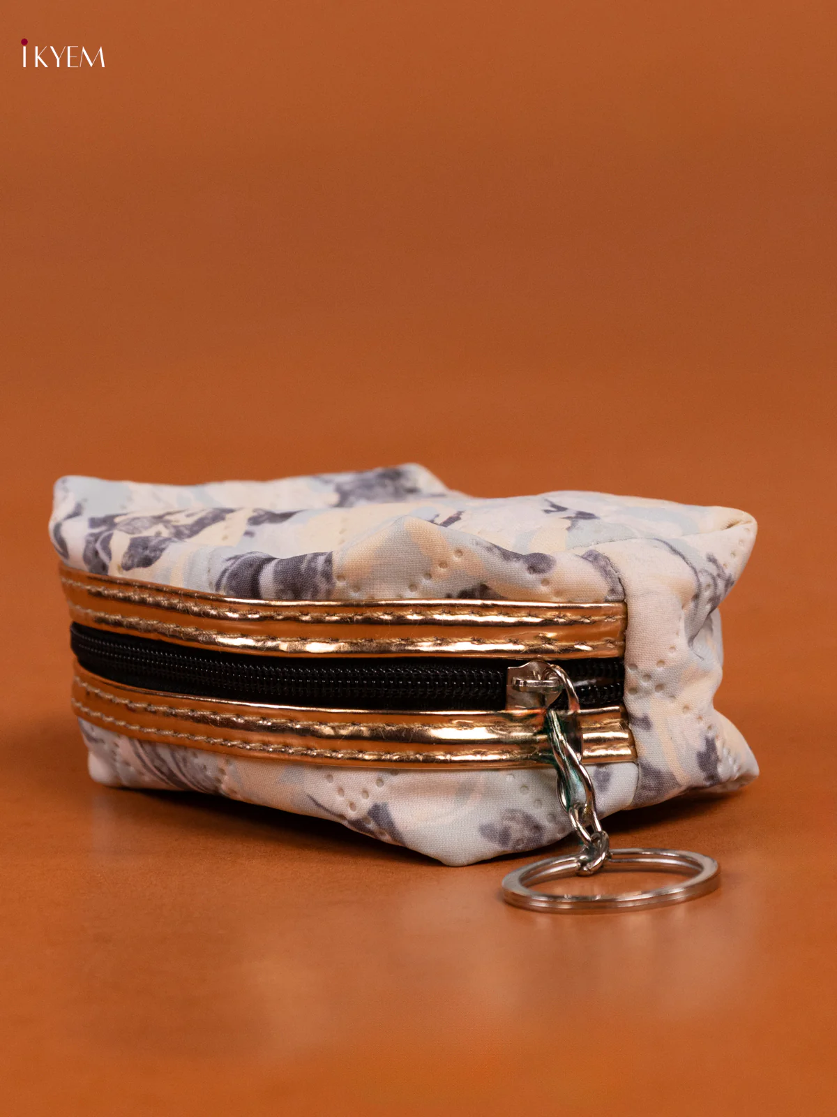 Floral Printed Small Coin Pouch with 1 Compartments - Grey - KD26573 - Image 3
