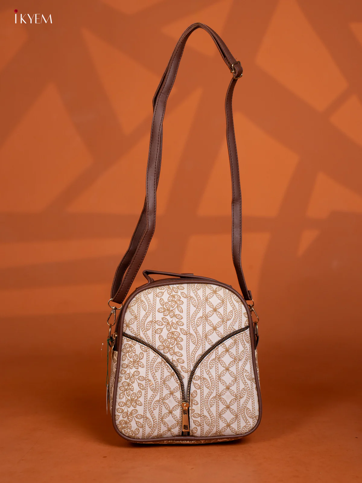 Embroidered Backpack with Adjustable Shoulder Strap with 3 Compartments - Sandal - KD26579 - Image 5