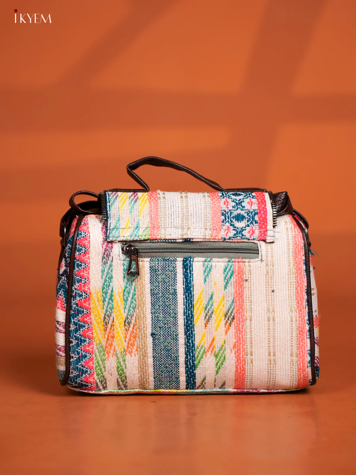 Jacquard Leather Sling Bag with 4 Compartments - Multi Colour - KD26600 - Image 5
