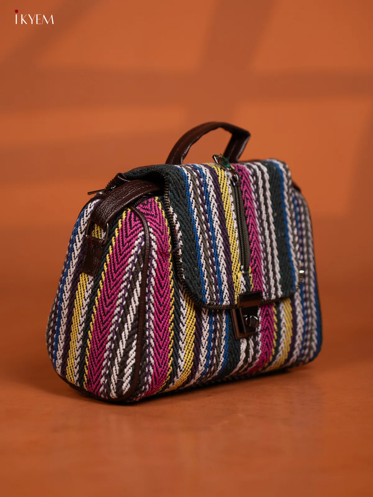 Jacquard Leather Sling Bag with 4 Compartments - Multi Colour - KD26600 - Image 3