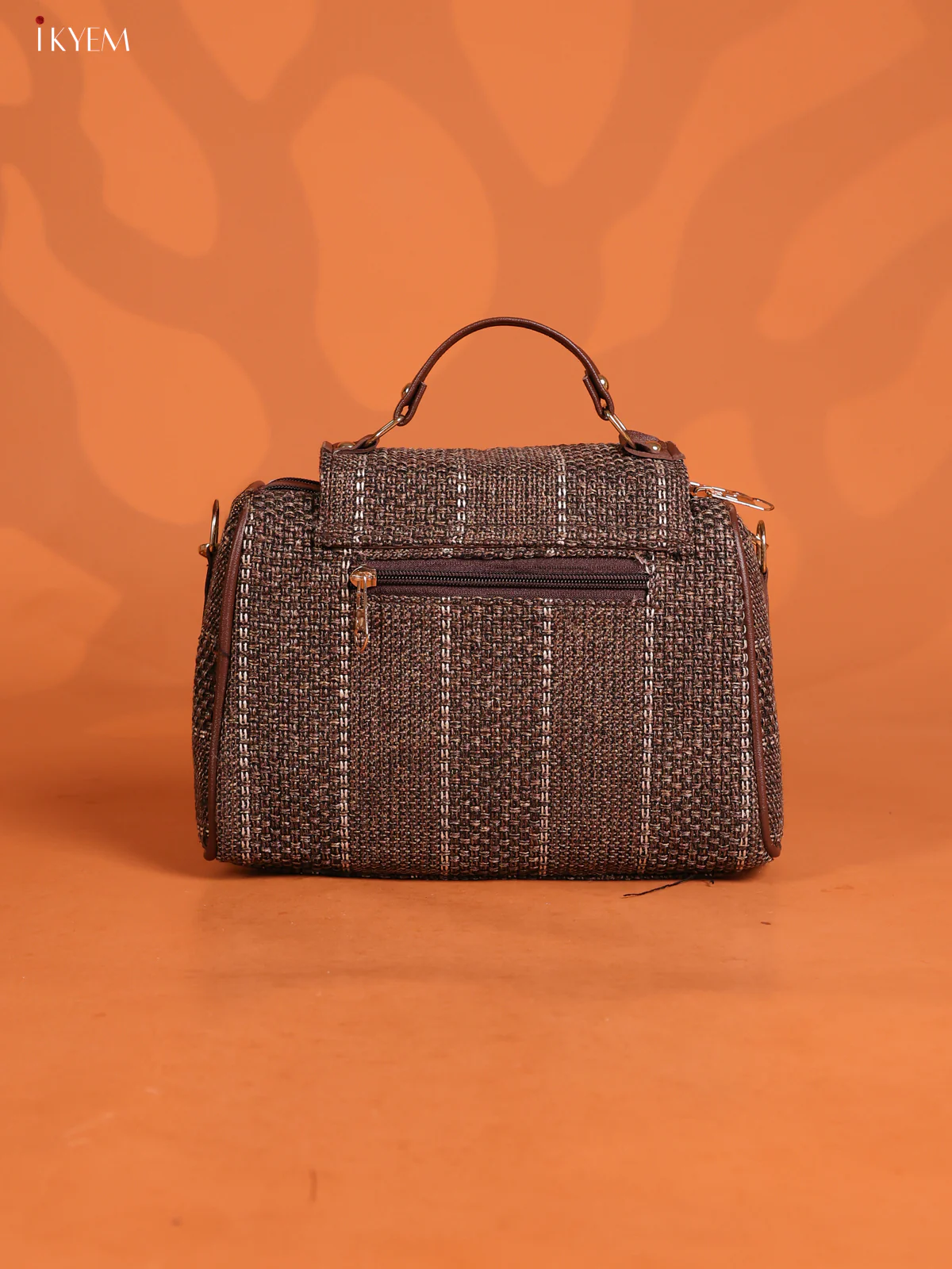 Jacquard Printed sling Bag with 3 Compartments - Brown - KD26618 - Image 2