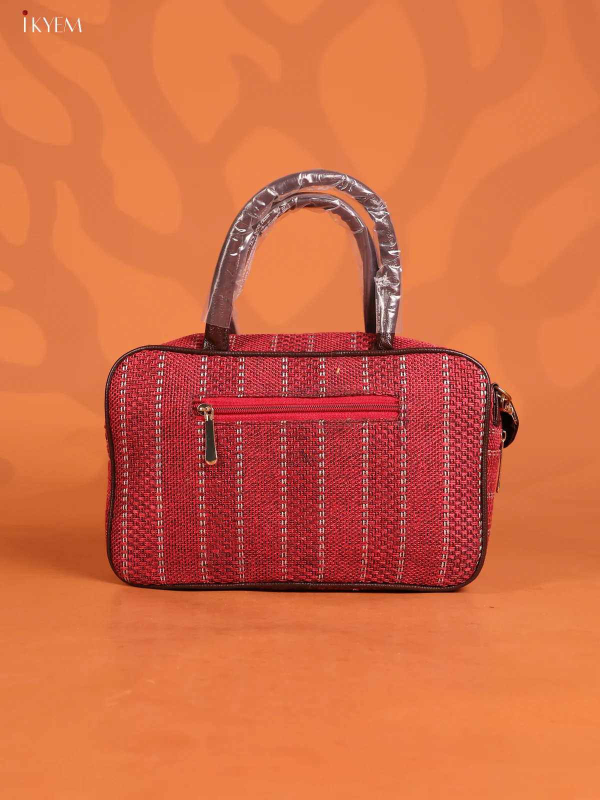 Jacquard Geometric Pattern Handbag & printed Sling with 2 compartments - Red - KD26627 - Image 2