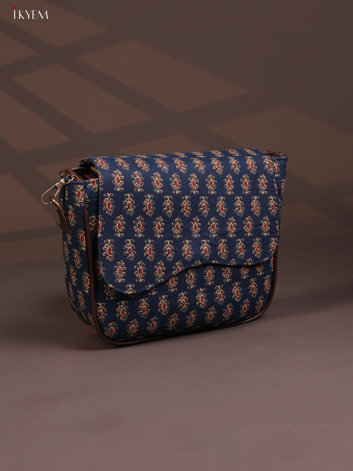 Jacquard Flap Floral Printed Sling Bag with 3 Compartments - Blue -KD26687 - Image 2