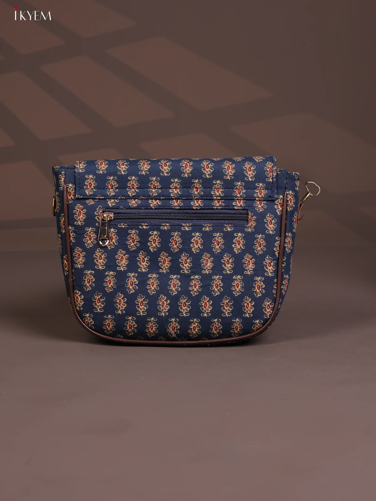 Jacquard Flap Floral Printed Sling Bag with 3 Compartments - Blue -KD26687 - Image 3