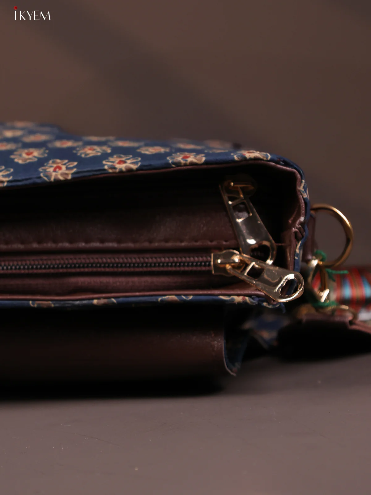Jacquard Flap Floral Printed Sling Bag with 3 Compartments - Blue -KD26687 - Image 5