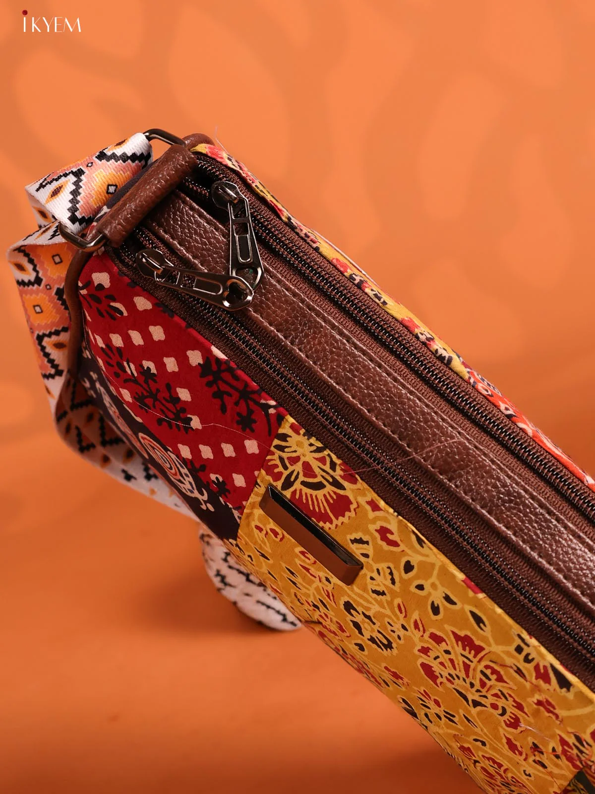Patchwork Cotton Printed Sling Bag with 3 Compartments - Multicolour -  KD26733 - Image 5