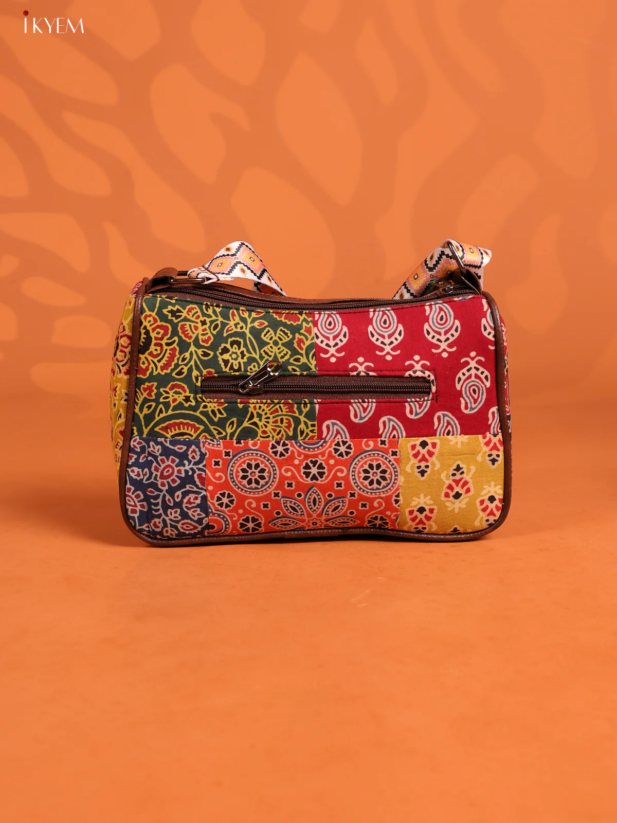 Patchwork Cotton Printed Sling Bag with 3 Compartments - Multicolour - KD26737 - Image 3