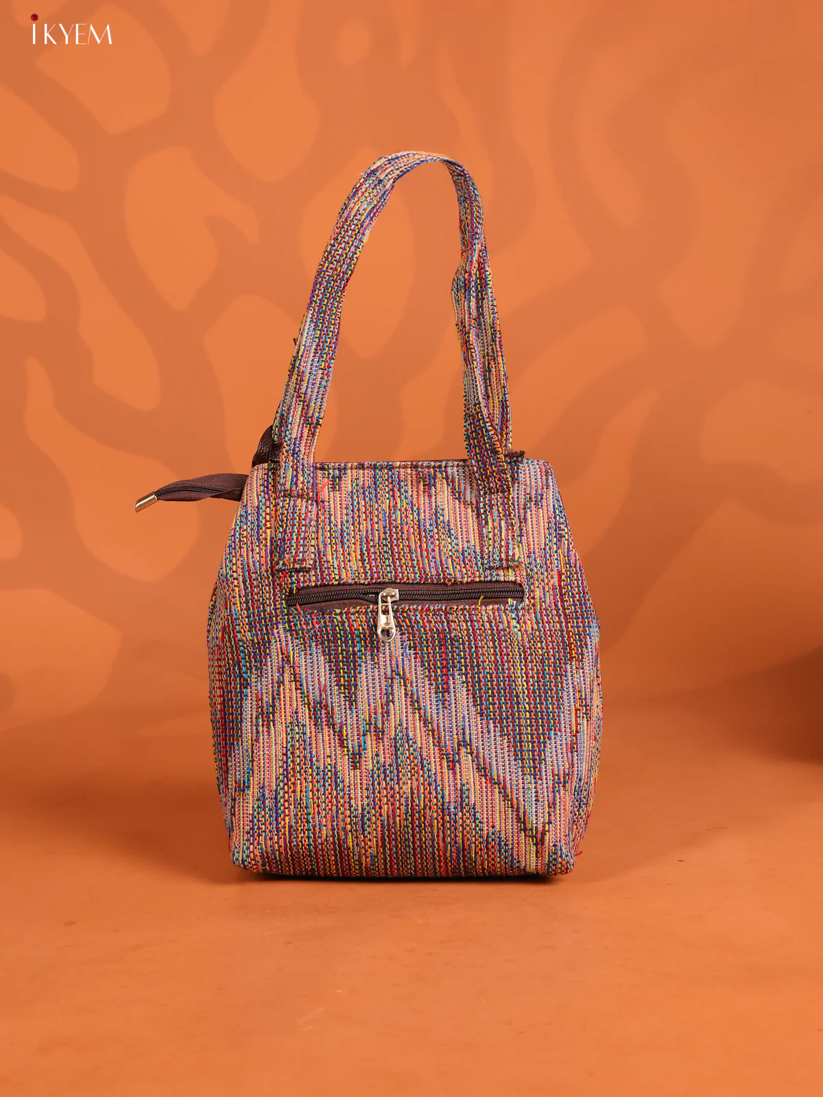 Jacquard Ikat Handbag with Coin pouch with 3 Compartments -Multicolour - KD26743 - Image 2