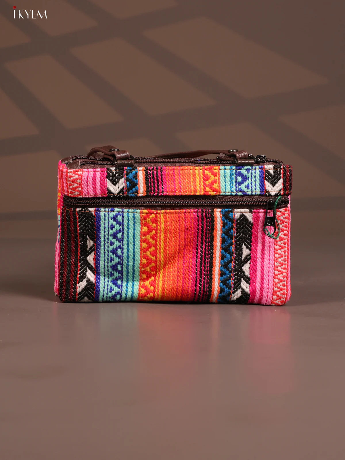 Jacquard Geometric Handy Handbag with 6 Compartments -Multicolour - KD26761 - Image 3