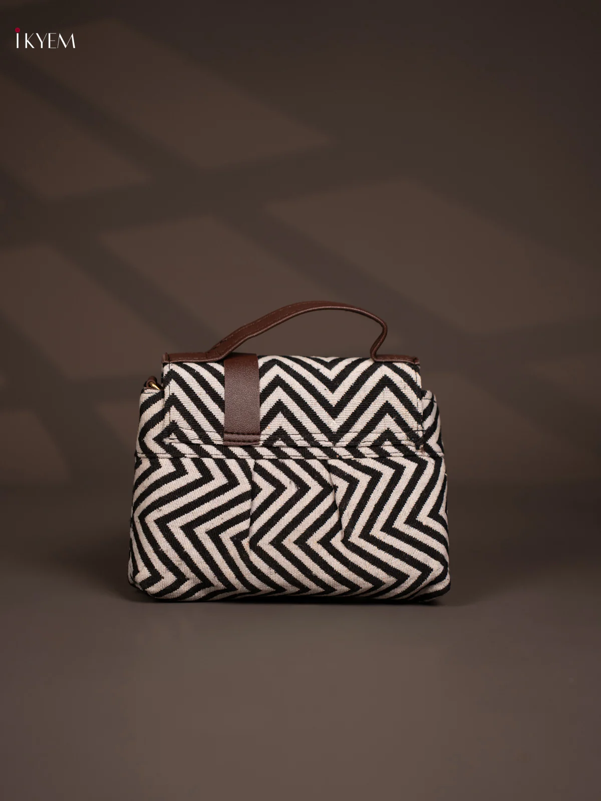 Jacquard Flap Zigzag Leather Sling Bag with 3 Compartments - Multi Colour - KD26795 - Image 3