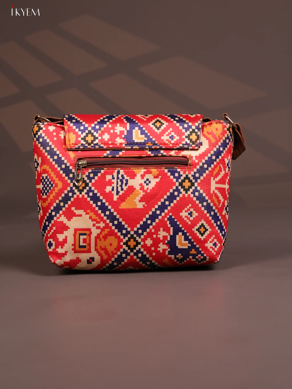 Patola Flap Leather sling bag with 3 compartments -   Red - KD26799 - Image 3