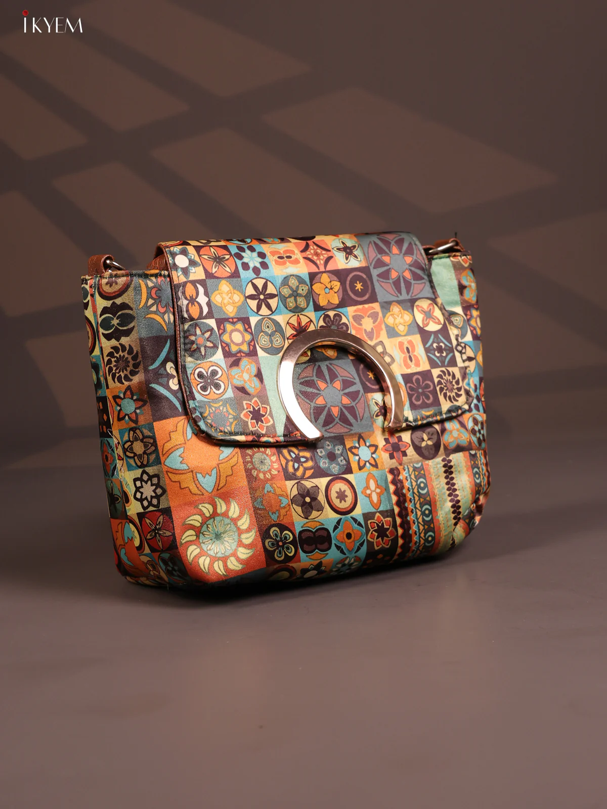 Mandala Art Flap Leather sling bag with 3 compartments - Multicolour - KD26802 - Image 2