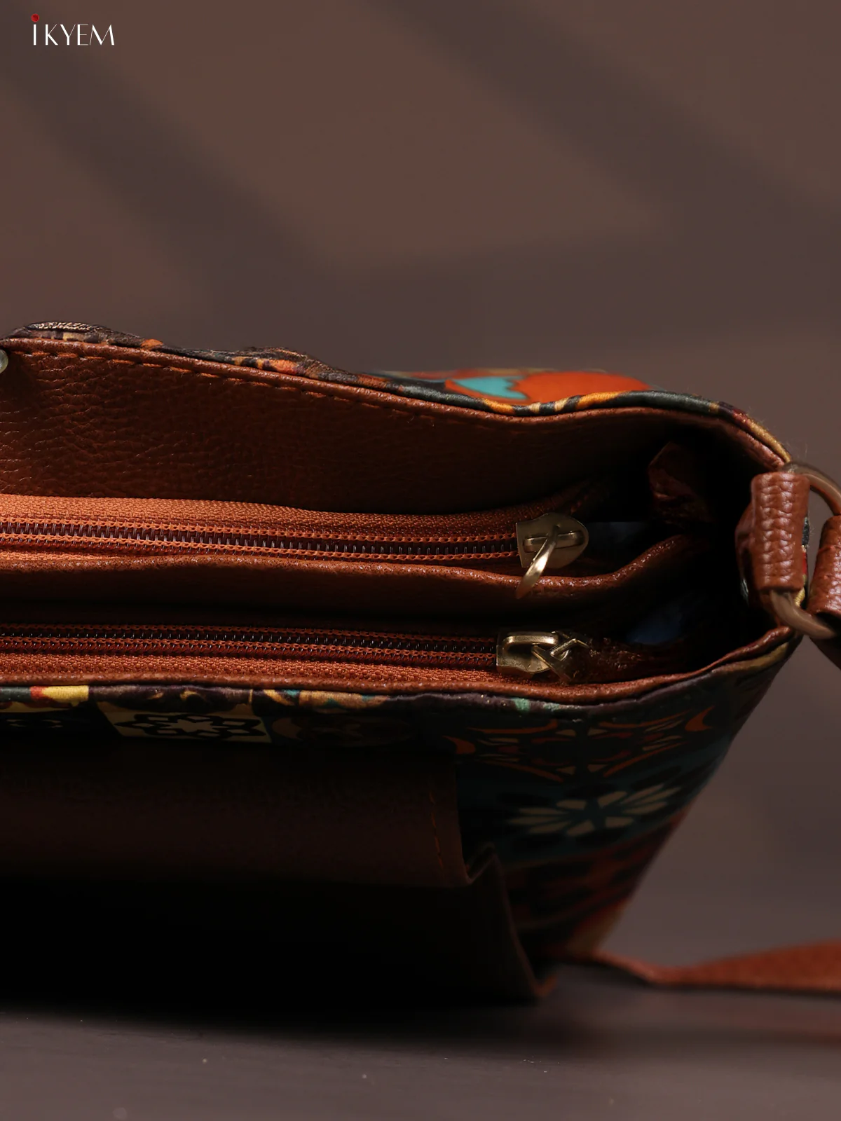 Mandala Art Flap Leather sling bag with 3 compartments - Multicolour - KD26802 - Image 5