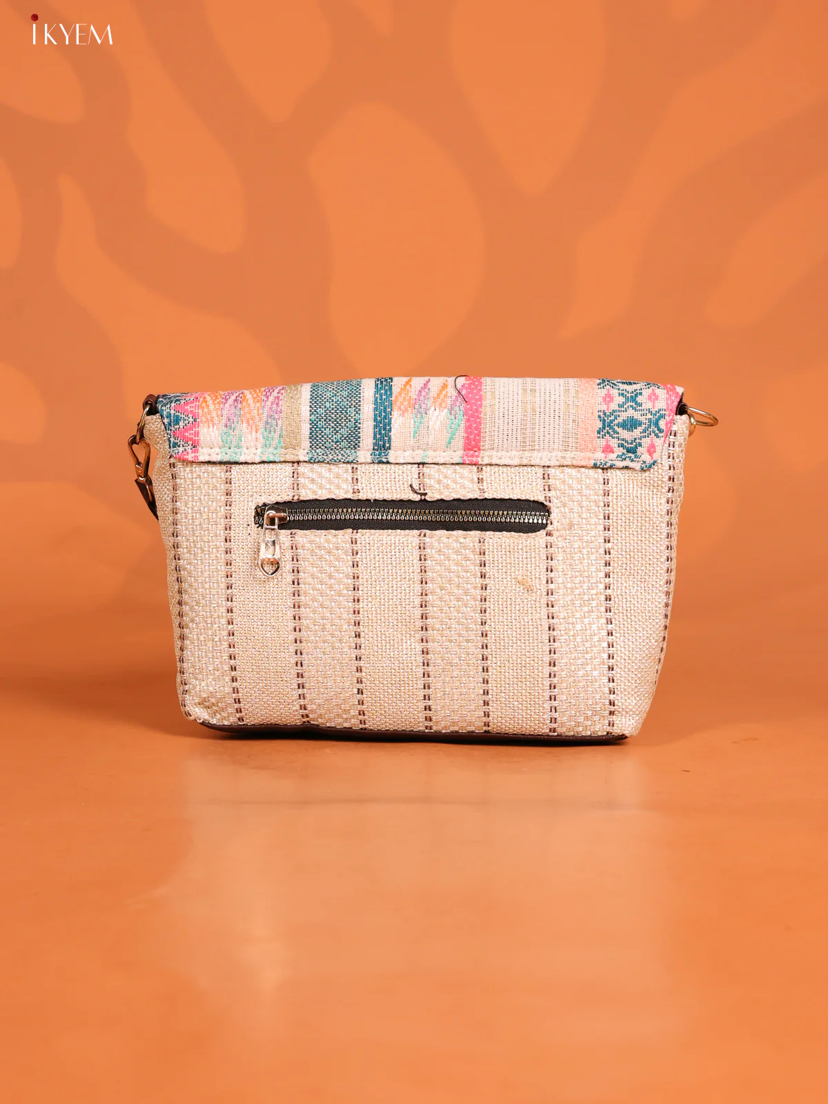 Jacquard Printed Sling Bag with 3 compartments - off white - KD26863 - Image 2