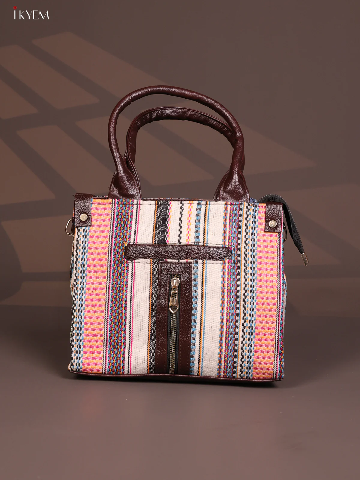 Jacquard Embroidery Handbag 2 compartments & 1 pocket Multicolour - KD26868