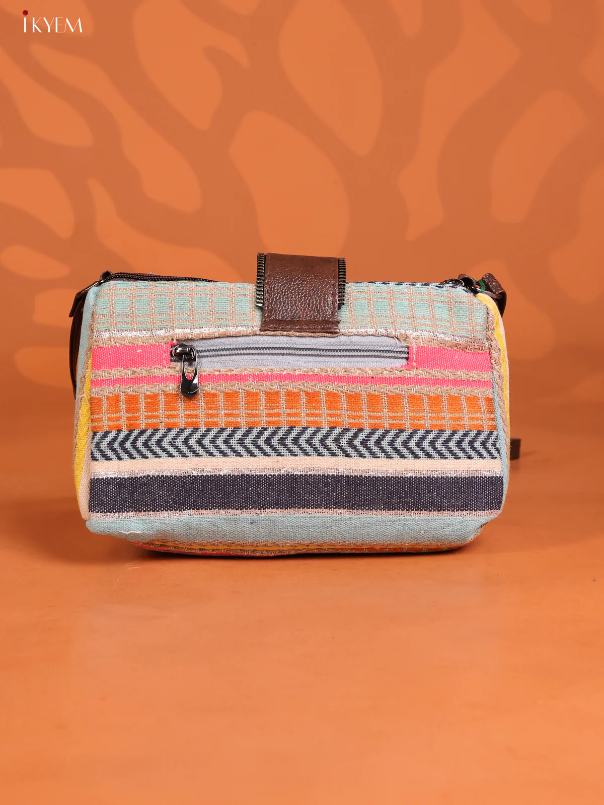 Jacquard Embroidered Leather Sling bag 3 compartments-Multicolour - KD26916 - Image 2