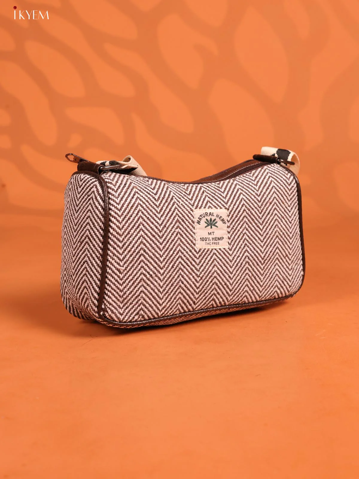 Jacquard Printed Sling Handbag with 3 Compartments - Brown - KD26936 - Image 2