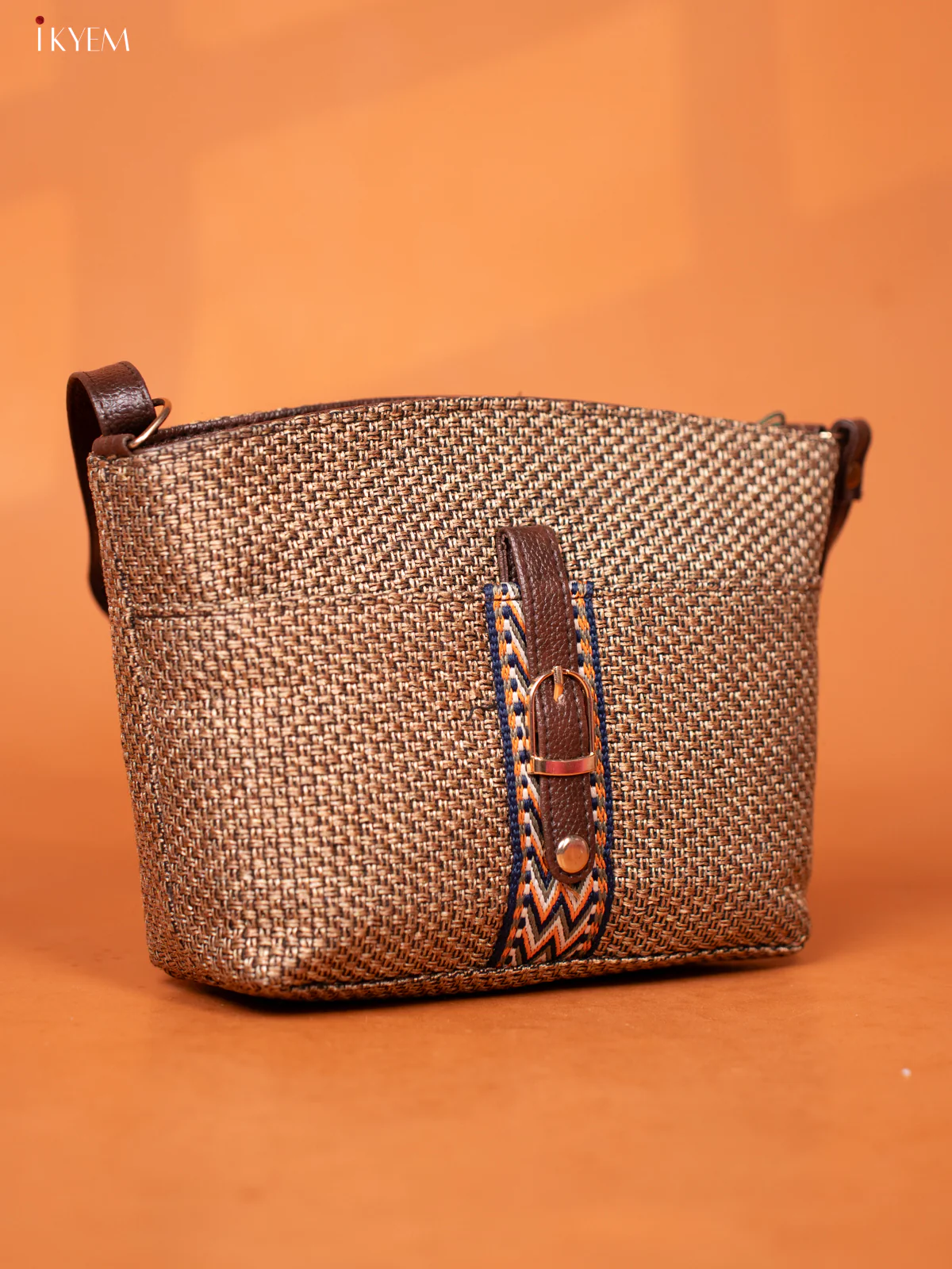 Semi Jute Leather Sling Bag - olive green - KD26955 - Image 2