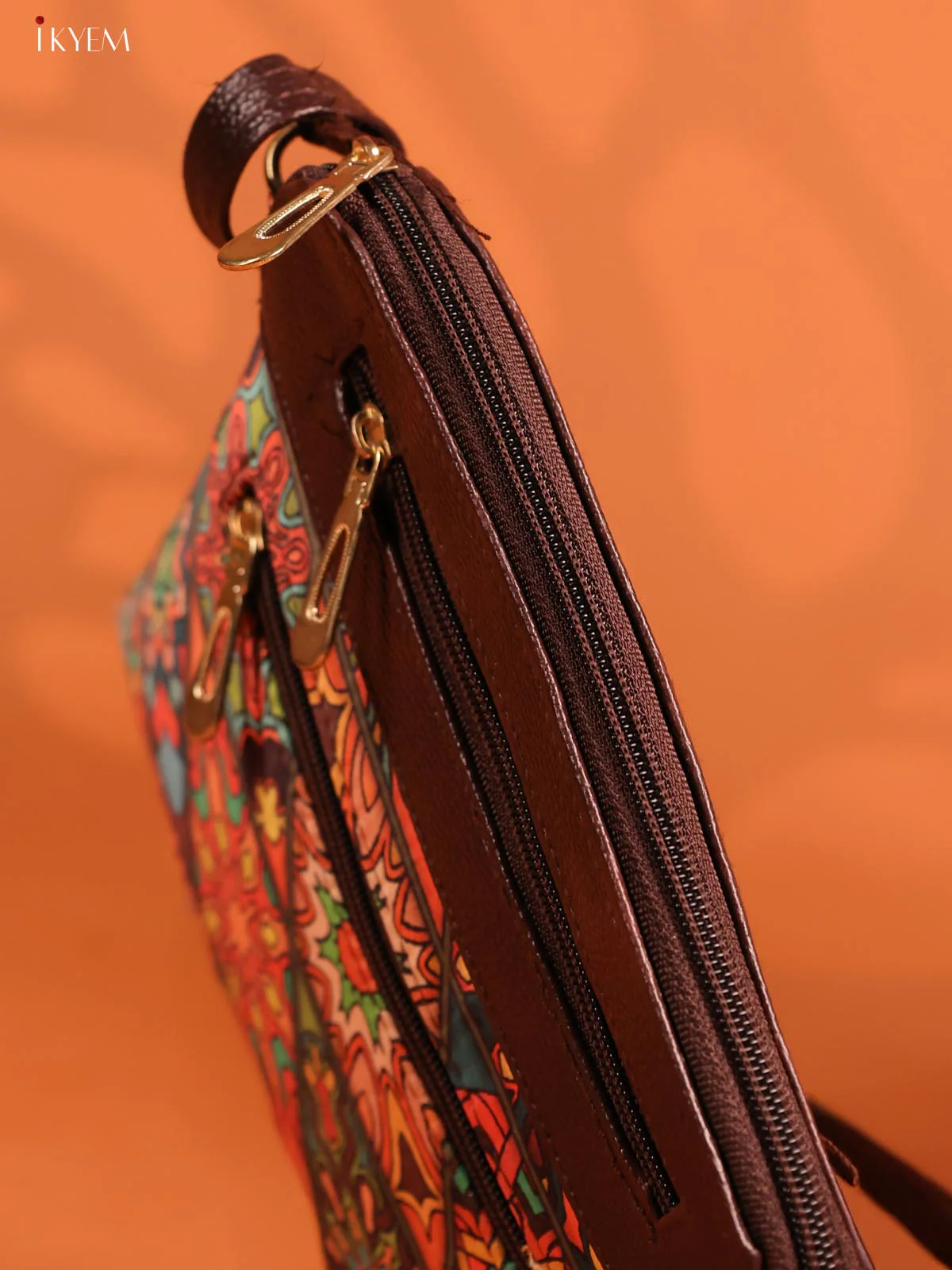 Geometric Leather Sling Bag with 4 Compartments- Multicolour - KD26968 - Image 5