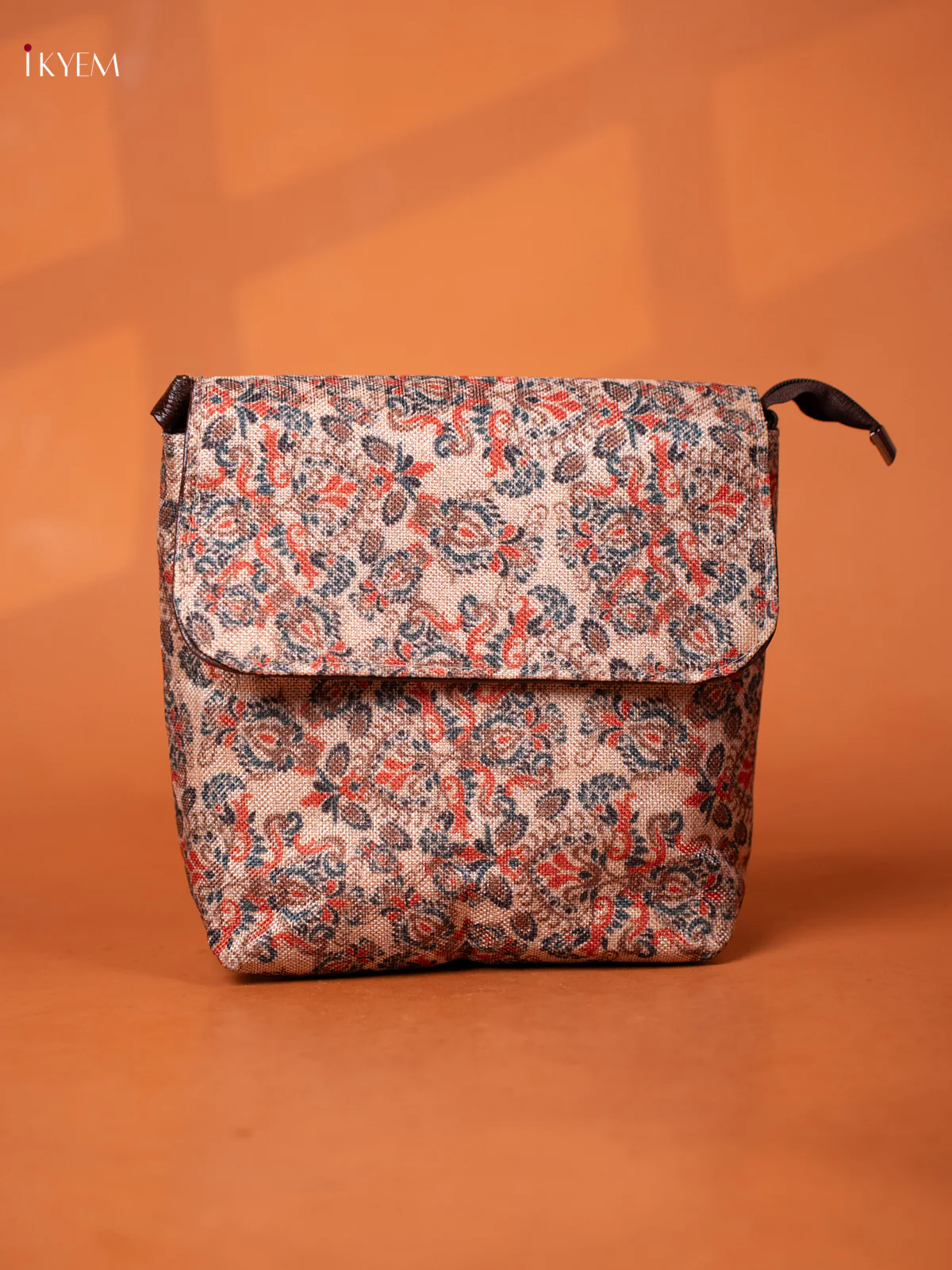 Semi Jute Leather Flap Sling Bag - Sandal - KD26995