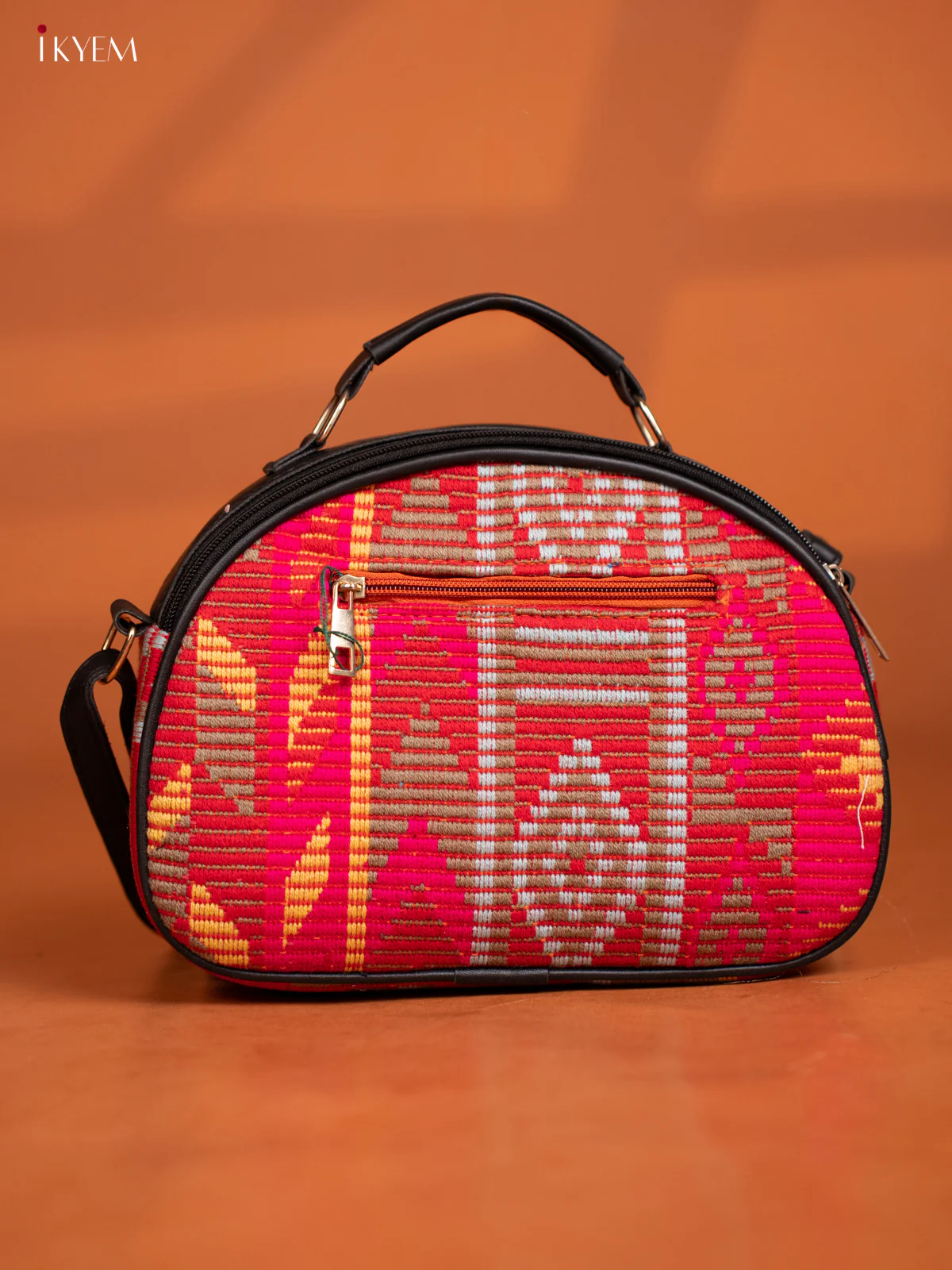 Jacquard Leather Sling Bag with 4 Compartments -Multicolour - KD27002 - Image 4